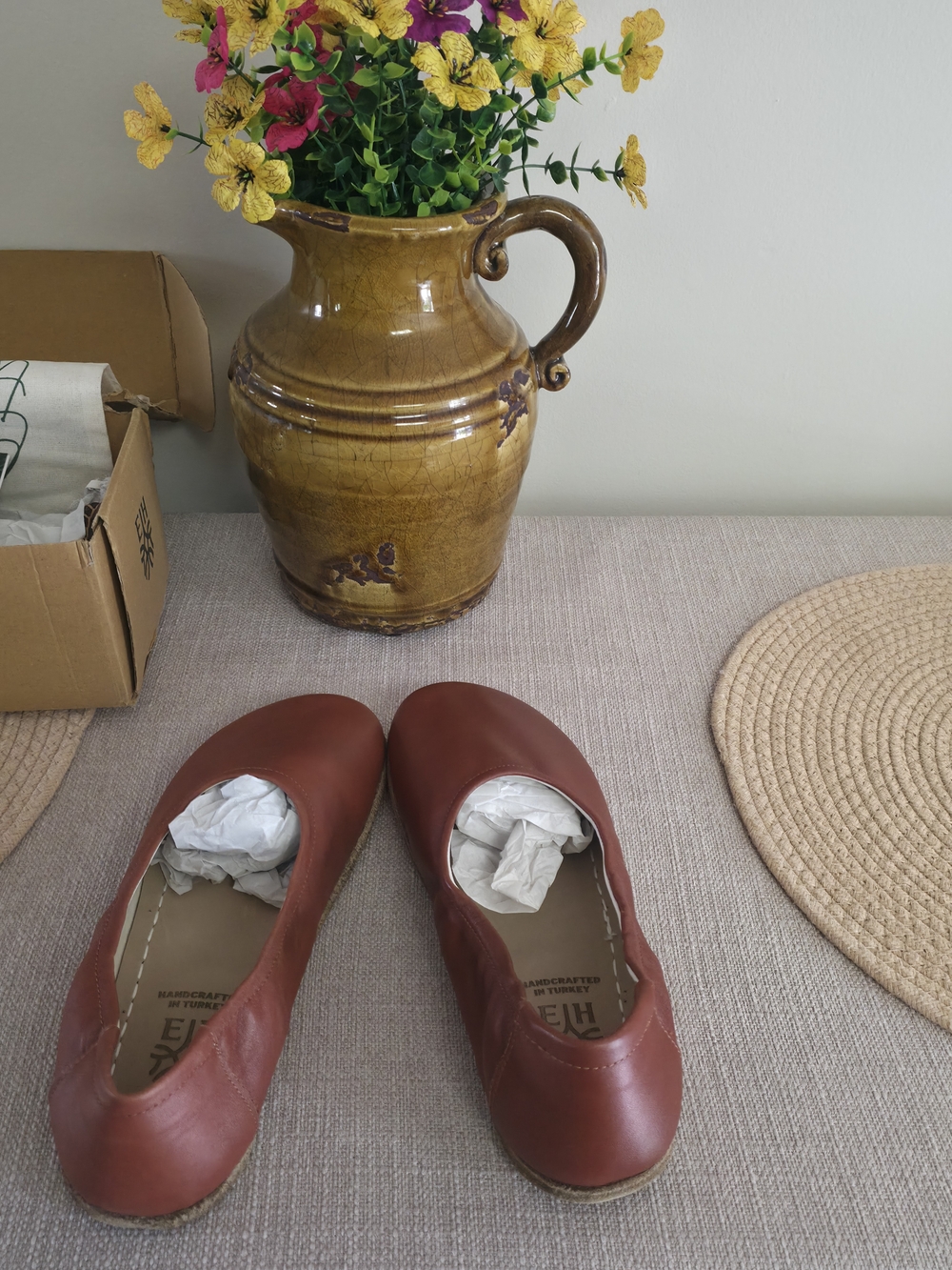 Handmade Leather Women's Brown Ballet Flats,  Size 41 NIB - Picture 5 of 7